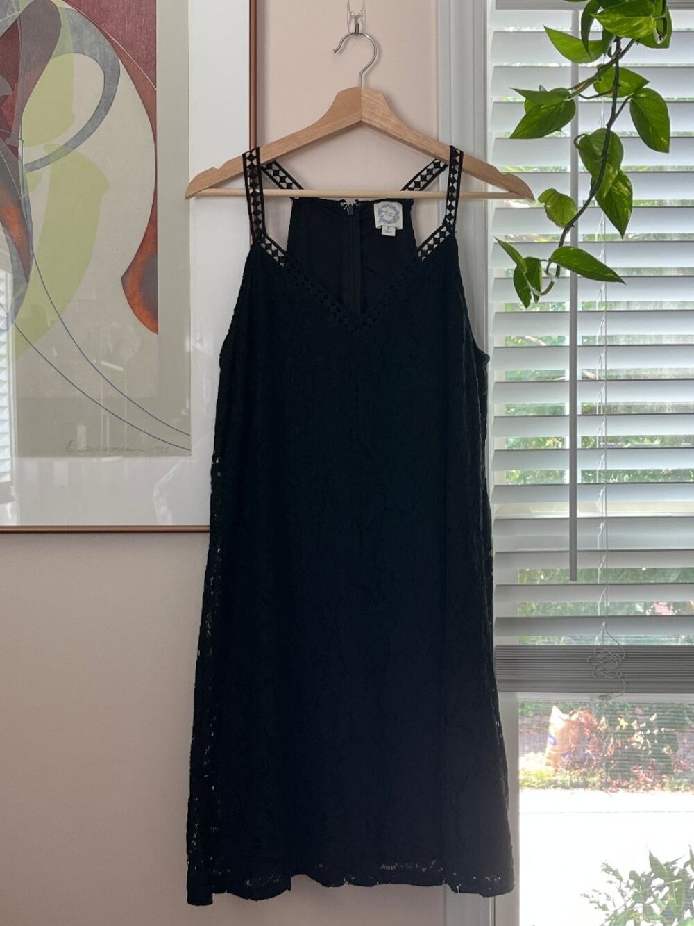 Black Floral Lace Shift Dress